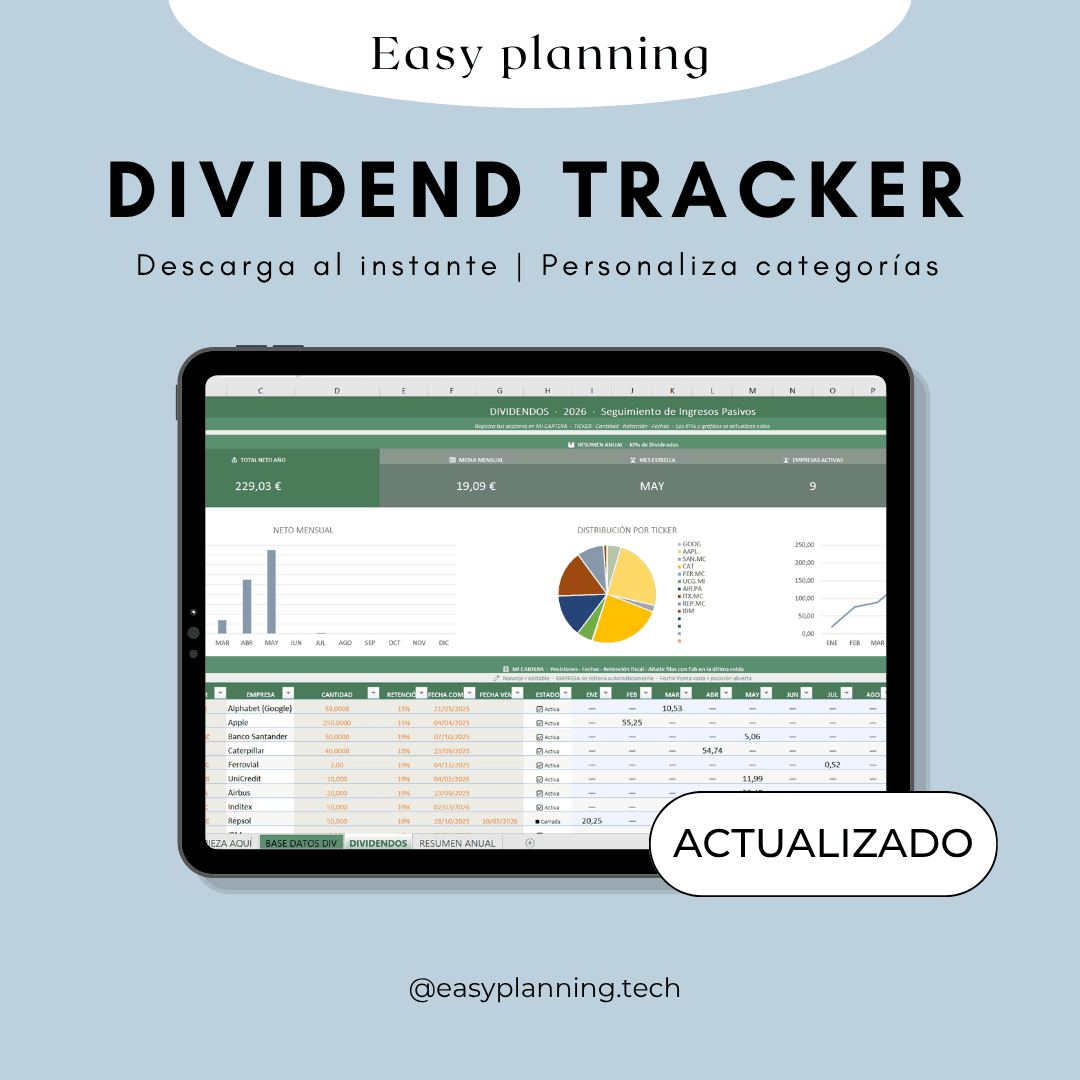 Plantilla Excel de seguimiento de dividendos